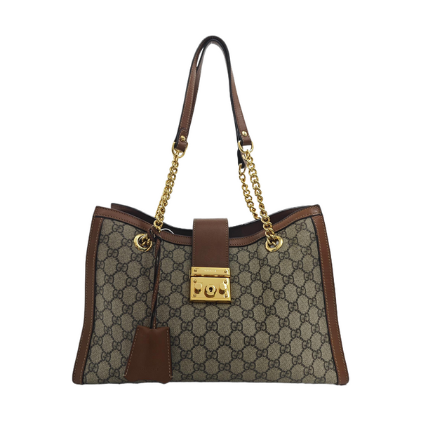 Padlock Medium Monogram Coated Canvas Beige