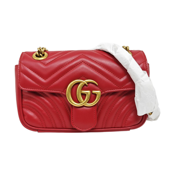 GG Marmont Small Quilted Calfskin Red