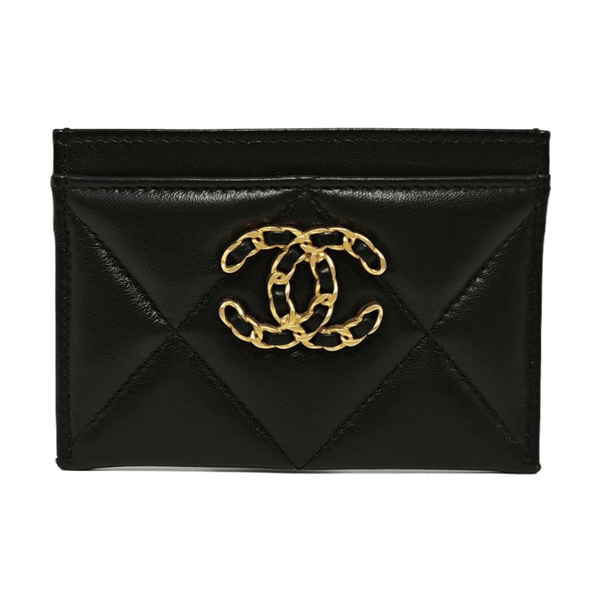CHANEL 19 Small Quilted Lambskin Black Card Holder