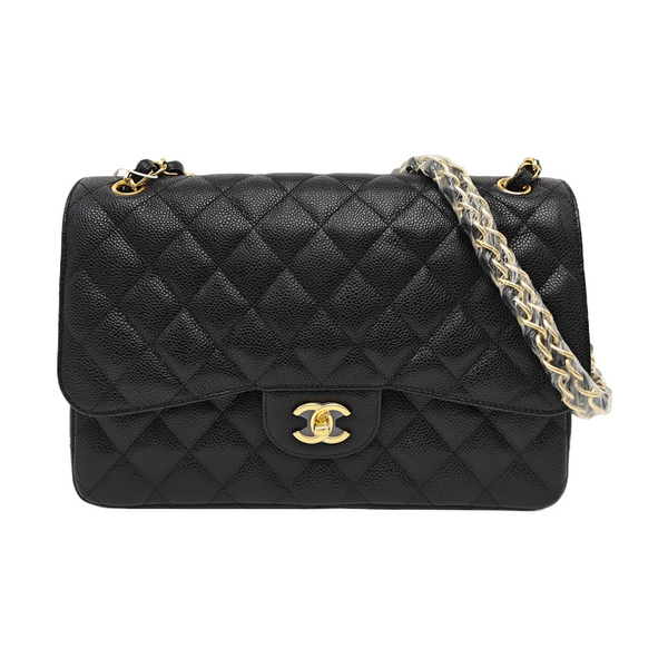 CLASSIC FLAP Jumbo Quilted Grained Calfskin Black