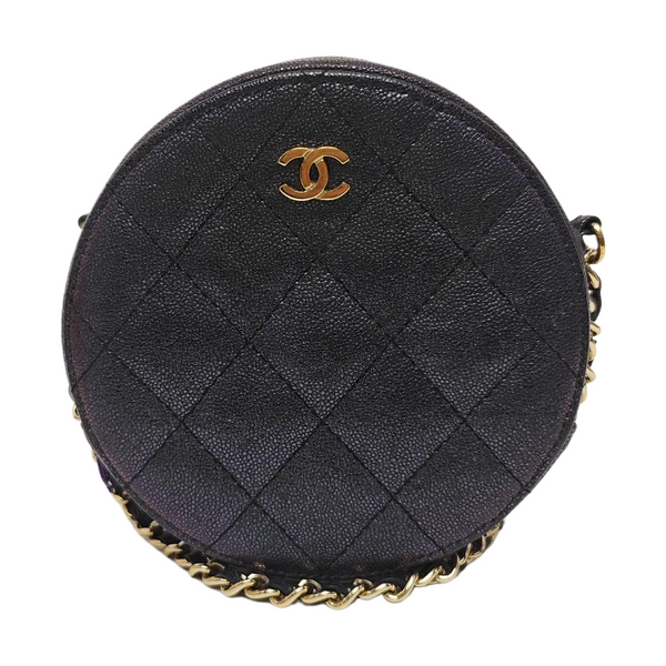ROUND Quilted Calfskin Metallic