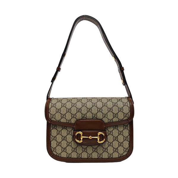 Horsebit 1955 Medium Monogram Coated Canvas Beige