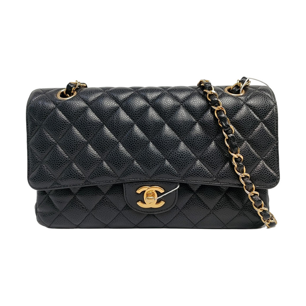 CLASSIC FLAP Medium Quilted Grained Calfskin Black