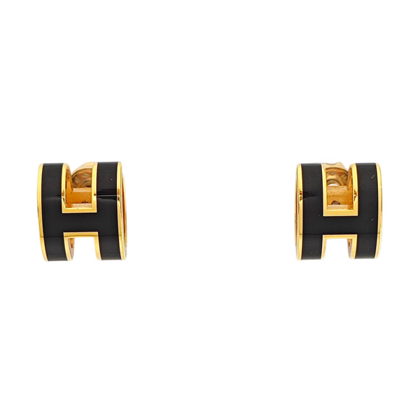 Pop H Metal Gold Stud Earrings