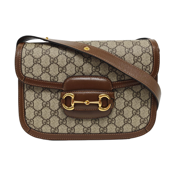 Horsebit 1955 Medium Monogram Coated Canvas Beige