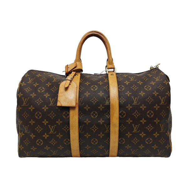 KEEPALL 45 Monogram Coated Canvas Brown