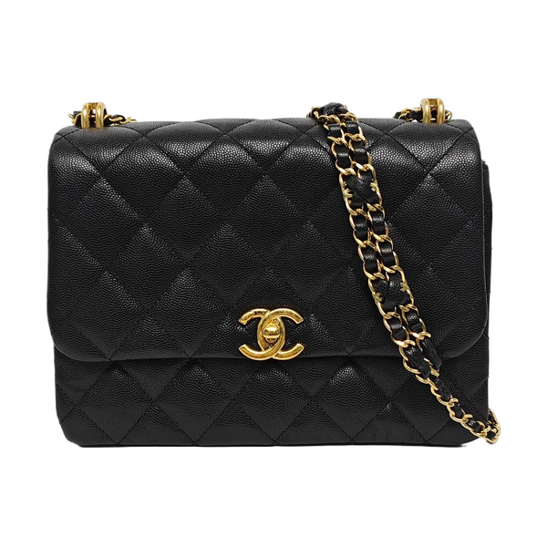 Large Quilted Grained Calfskin Black