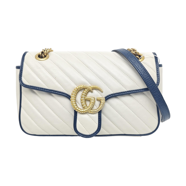 GG Marmont Medium Quilted Calfskin White