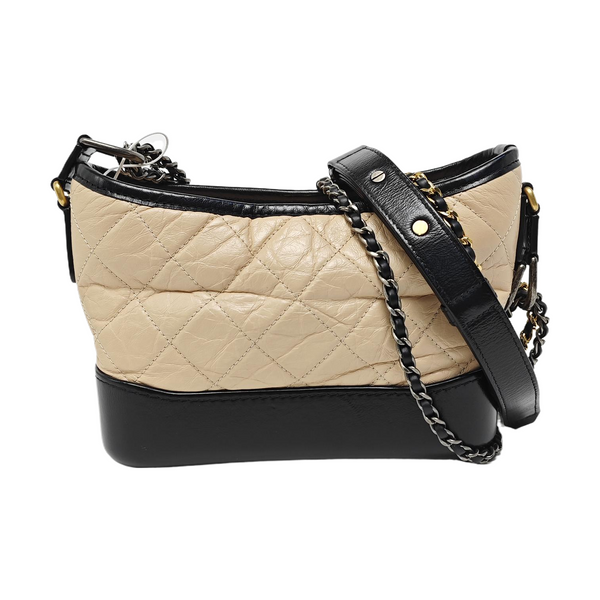GABRIELLE Small Quilted Calfskin Beige