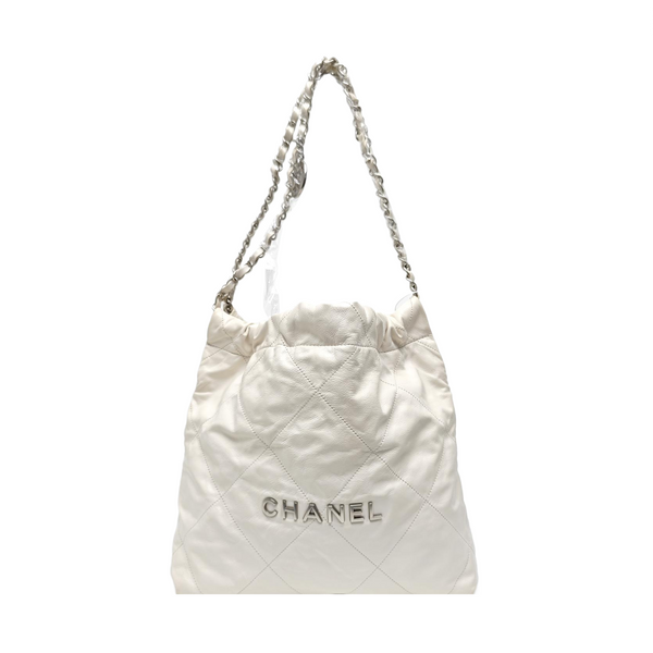 CHANEL 22 Medium Quilted Calfskin White