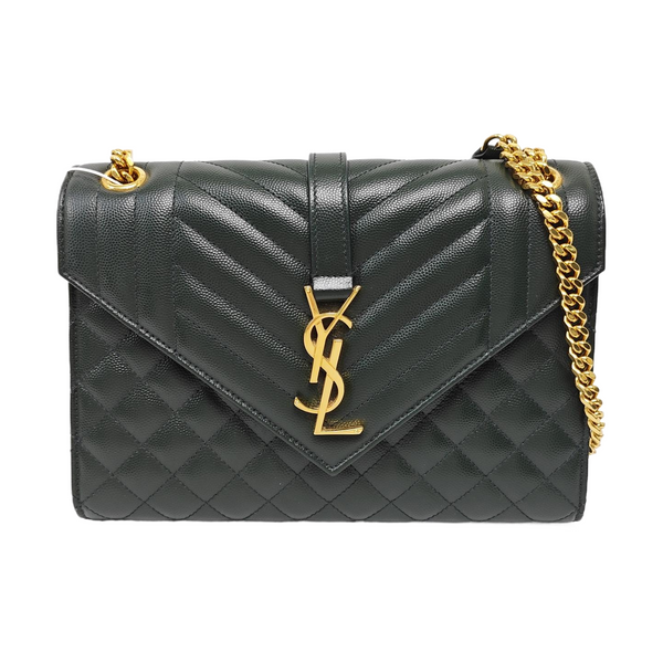 ENVELOPE Medium Chevron Calfskin Green