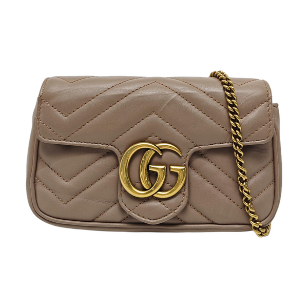 GG Marmont Mini Quilted Calfskin Beige