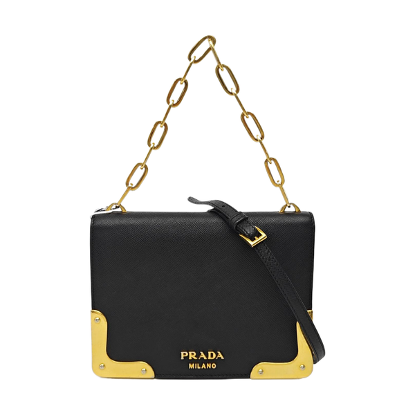 Saffiano Calfskin Shoulder Bag Black