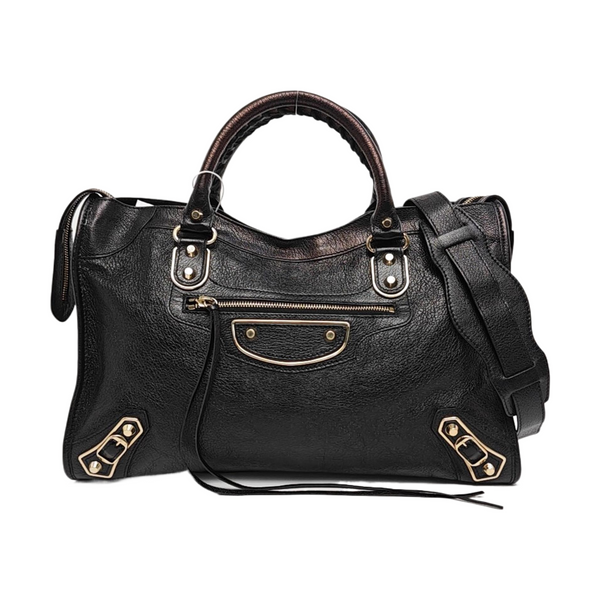 Classic Metallic Edge City Medium Lambskin Black