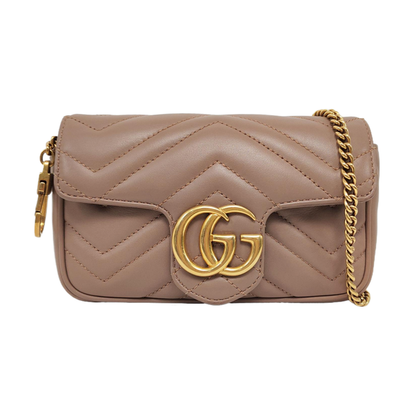 Authenticated pre-owned GG Marmont Mini Quilted Calfskin Beige - Shoulder Bag at Looply