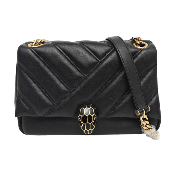 SERPENTI CABOCHON Small Quilted Calfskin Black