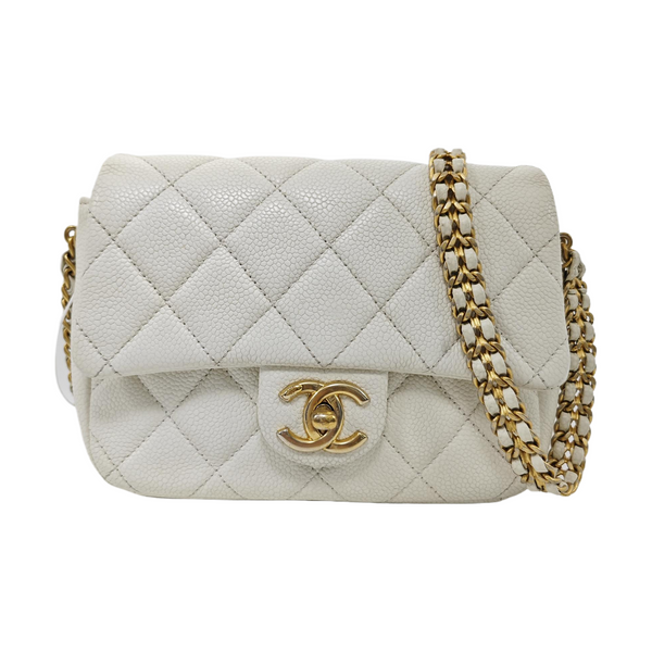 Quilted Grained Calfskin White