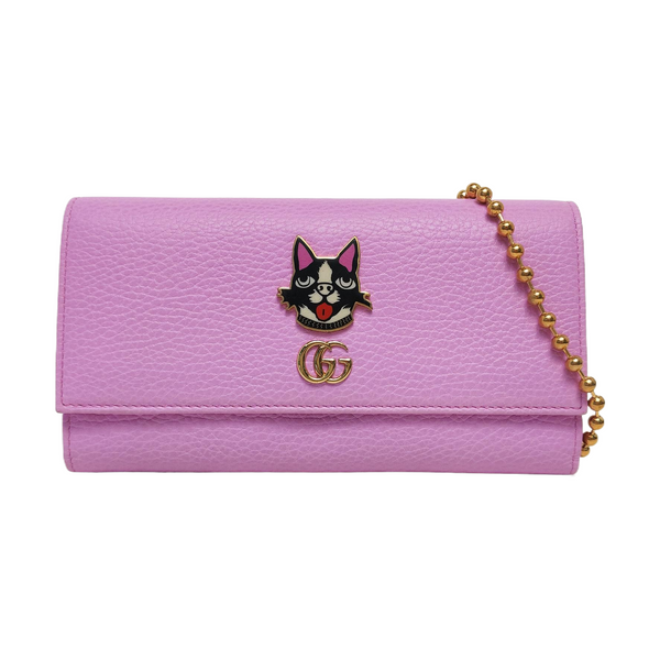 Authenticated pre-owned GG Marmont Calfskin Pink - Clutch at Looply
