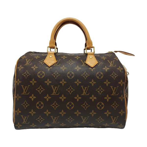 Authenticated pre-owned SPEEDY 30 Monogram Coated Canvas Brown - Top Handle Bag at Looply