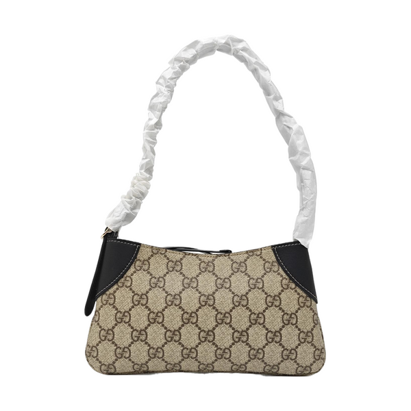 GG Emblem Small Monogram Coated Canvas Beige
