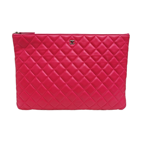 Quilted Lambskin Clutch Large Pink