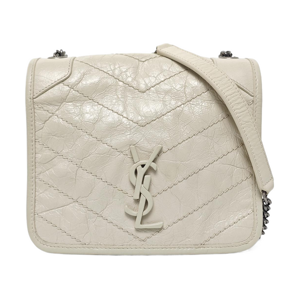 NIKI Mini Chevron Calfskin White