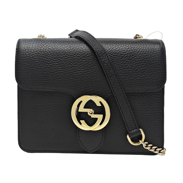 Interlocking G Small Calfskin Black