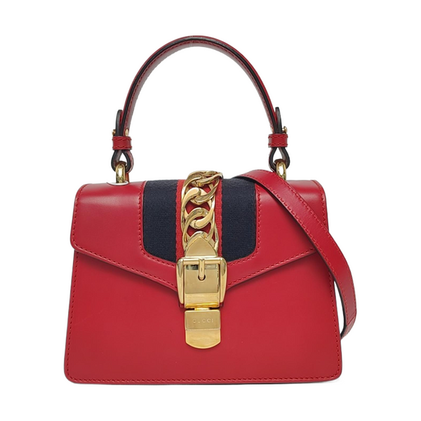 Authenticated pre-owned Sylvie Mini Calfskin Red - Shoulder Bag at Looply
