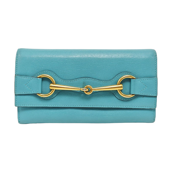 Bright Bit Calfskin Blue Wallet
