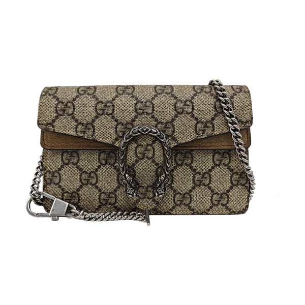 Dionysus Super Mini Monogram Coated Canvas Beige