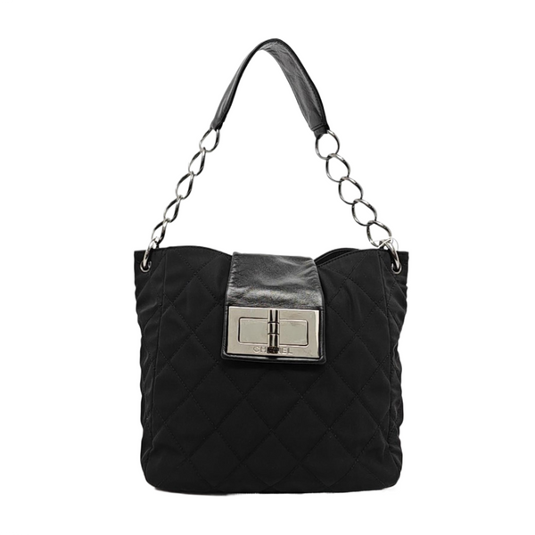 Authenticated pre-owned 2.55 Quilted Nylon Black - Top Handle Bag at Looply