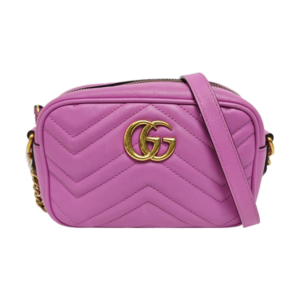 Authenticated pre-owned GG Marmont Mini Quilted Calfskin Purple - Shoulder Bag at Looply