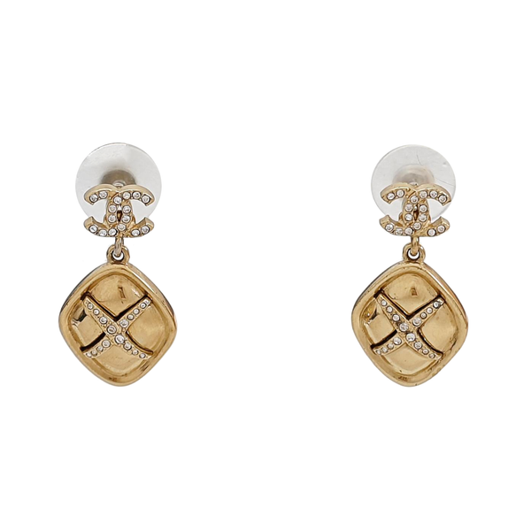 CC Logo Metal Gold Stud Earrings