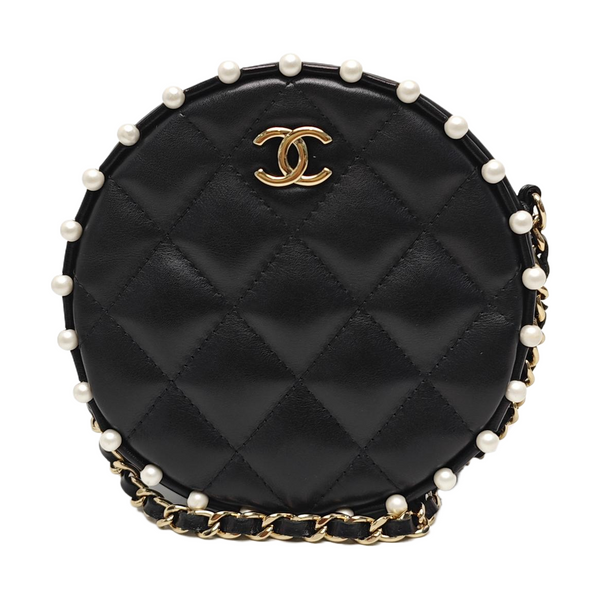 ROUND Quilted Calfskin Black