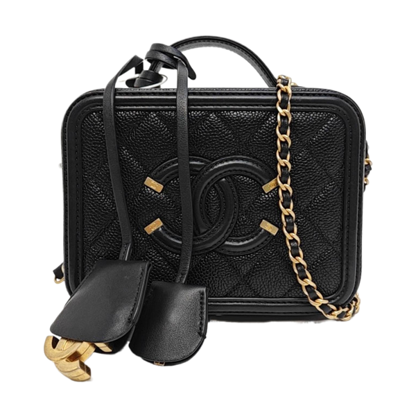 FILIGREE Small Quilted Grained Calfskin Black