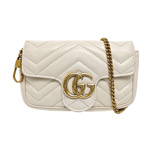 GG Marmont Mini Quilted Calfskin White