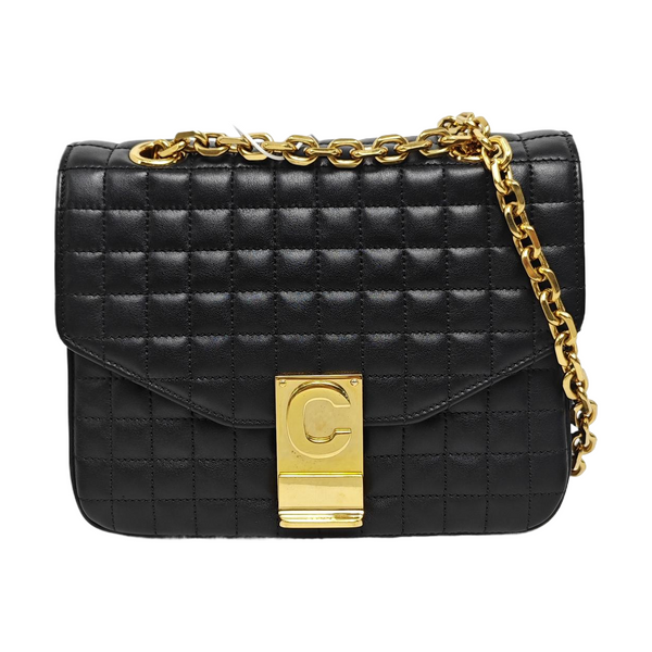 C Small Quilted Calfskin Black