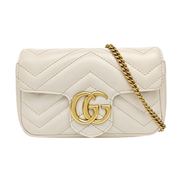 GG Marmont Mini Quilted Calfskin White
