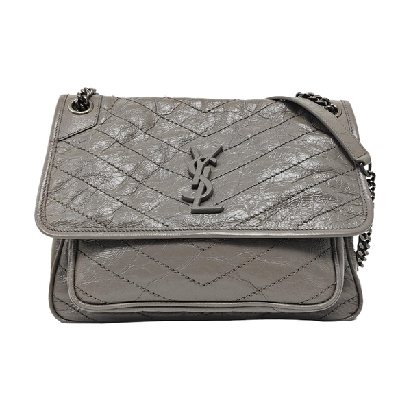 NIKI Medium Chevron Calfskin Gray