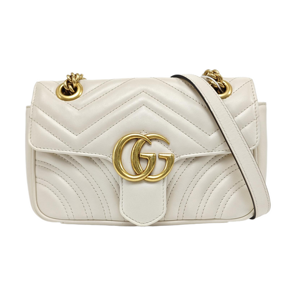 GG Marmont Small Quilted Calfskin White