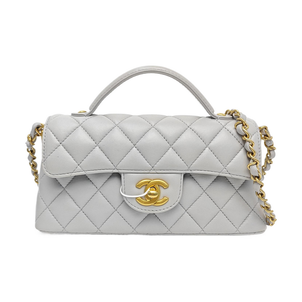 Quilted Calfskin Shoulder Bag Gray