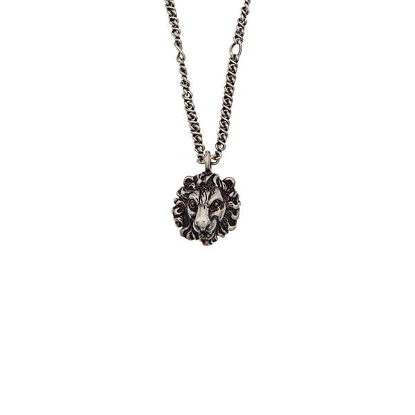 Lion Head Metal Gray Necklace