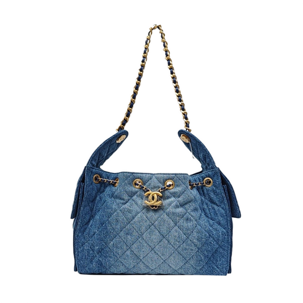 CHANEL 25 Small Quilted Suede Blue