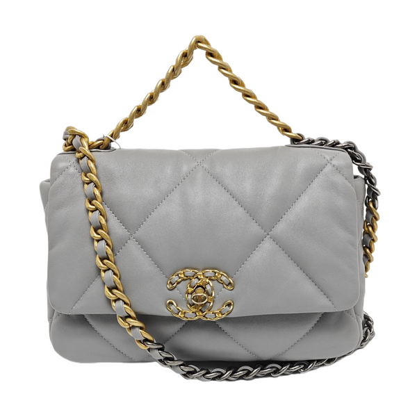 CHANEL 19 Small Quilted Lambskin Gray