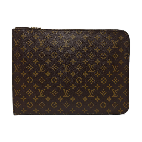 Monogram Coated Canvas Clutch Brown