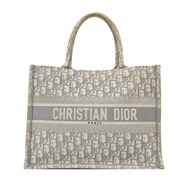 Book Tote Medium Oblique Canvas White