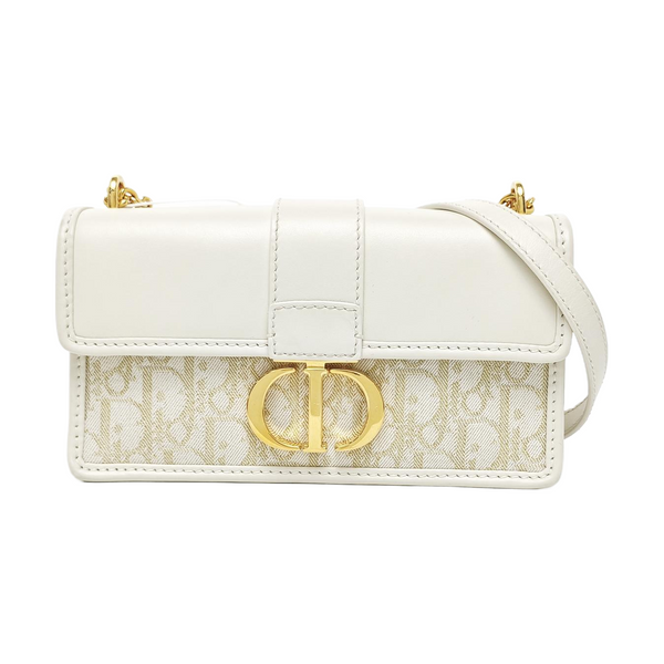 30 Montaigne East-West Small Oblique Canvas White