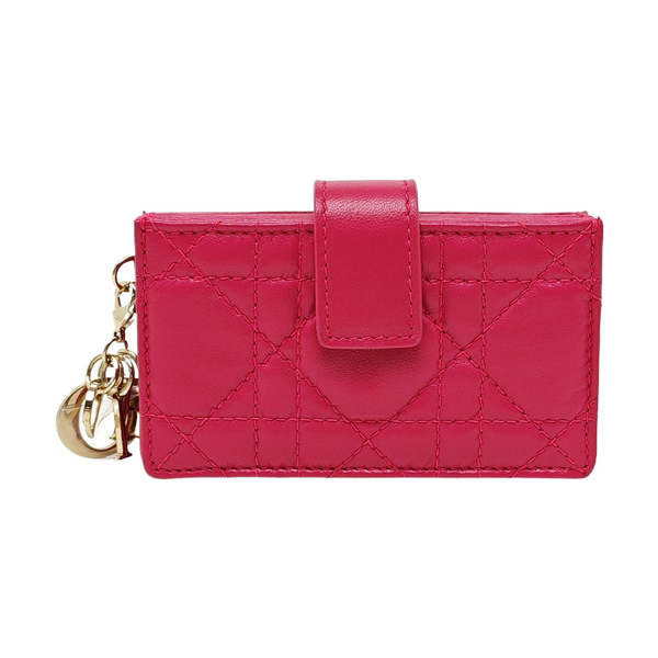 Lady Dior Super Mini Cannage Lambskin Pink Card Holder