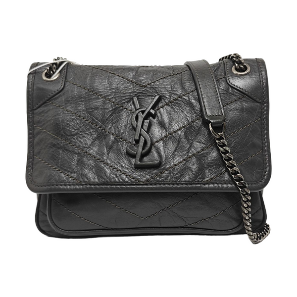 NIKI Small Chevron Calfskin Gray