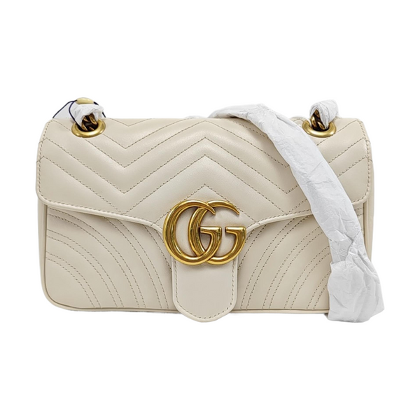 GG Marmont Medium Quilted Calfskin White